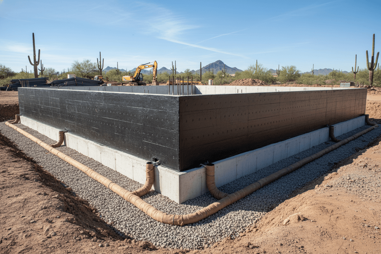 Completed building foundation