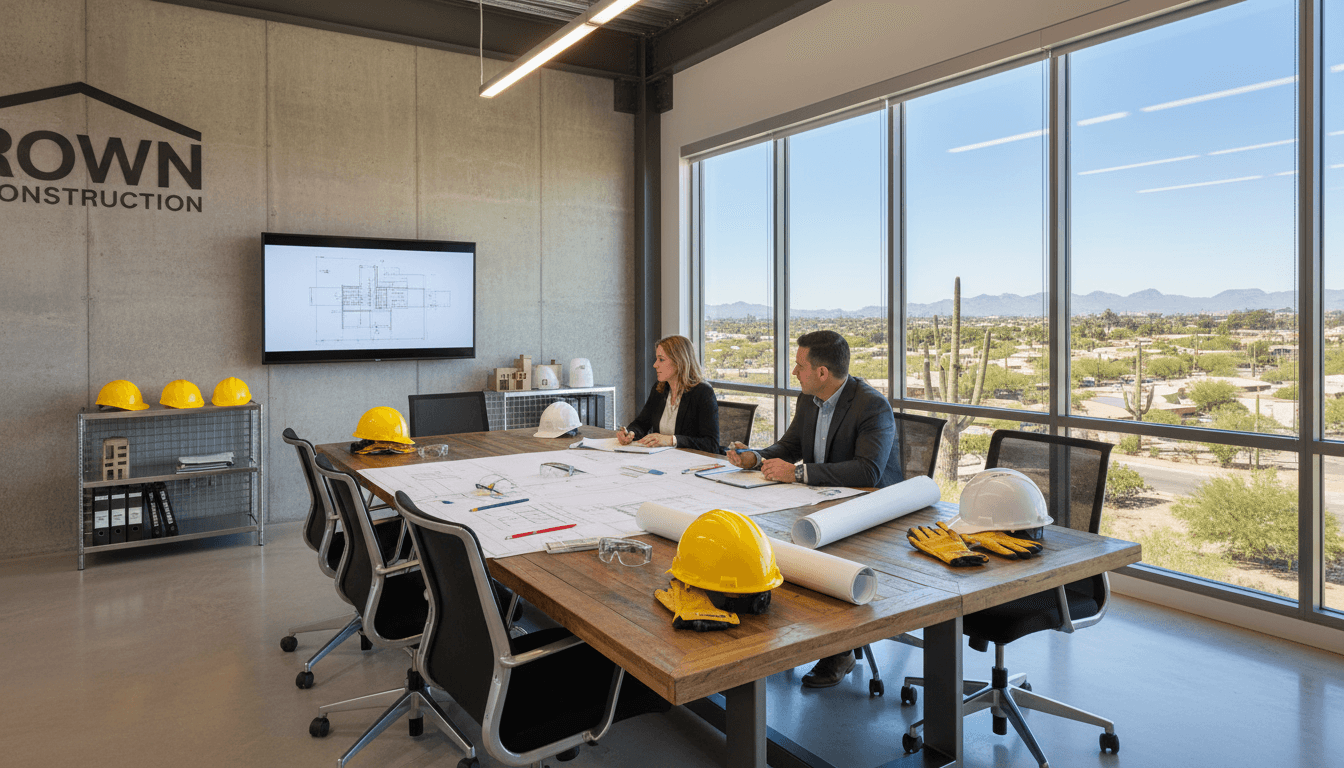 Brown Construction LLC office in Glendale Arizona with project planning area