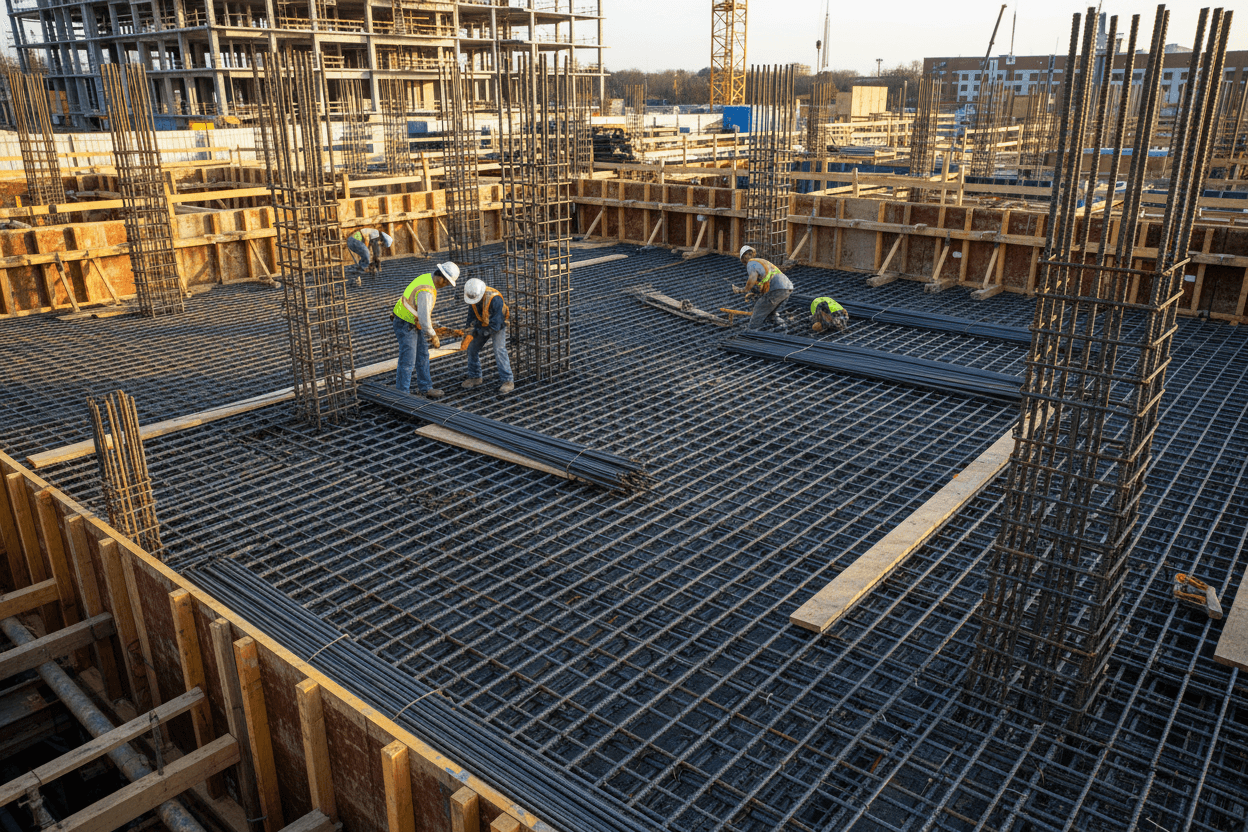 Rebar installation and formwork